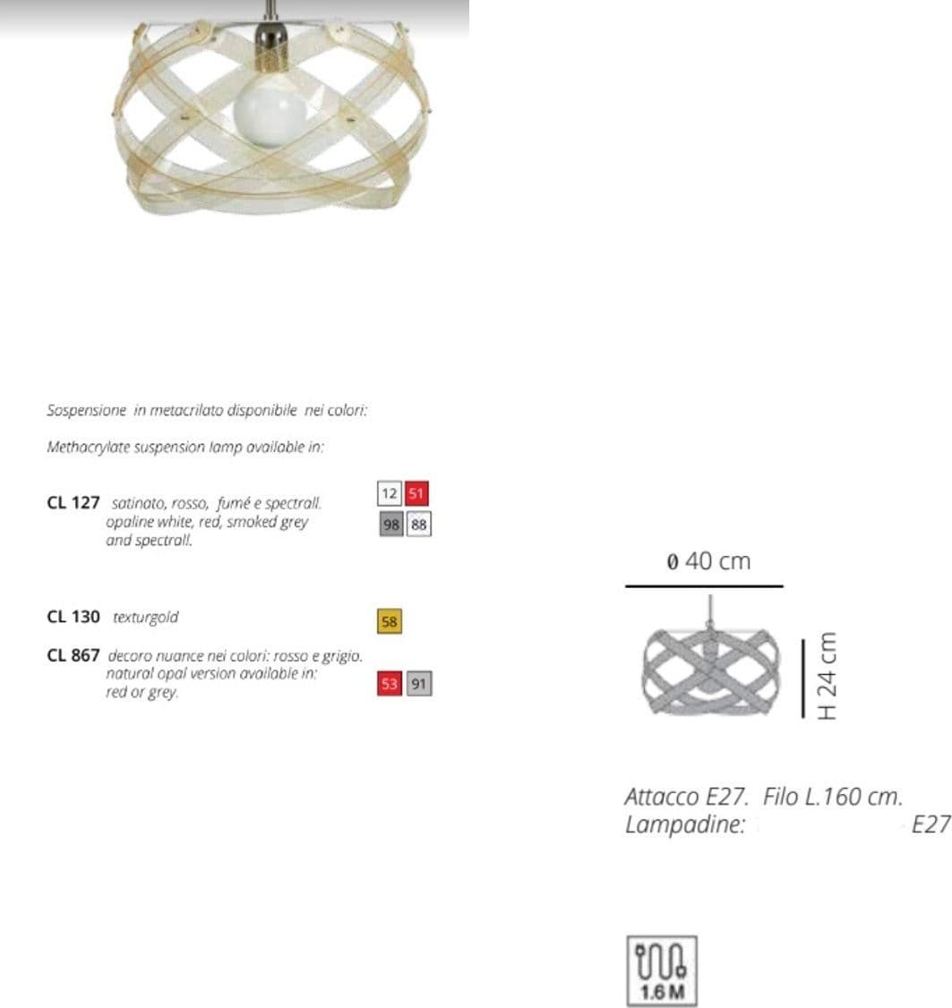 Lampadario moderno EMPORIUM NUCLEA E27 LED 40CM metacrilato sospensione - 16