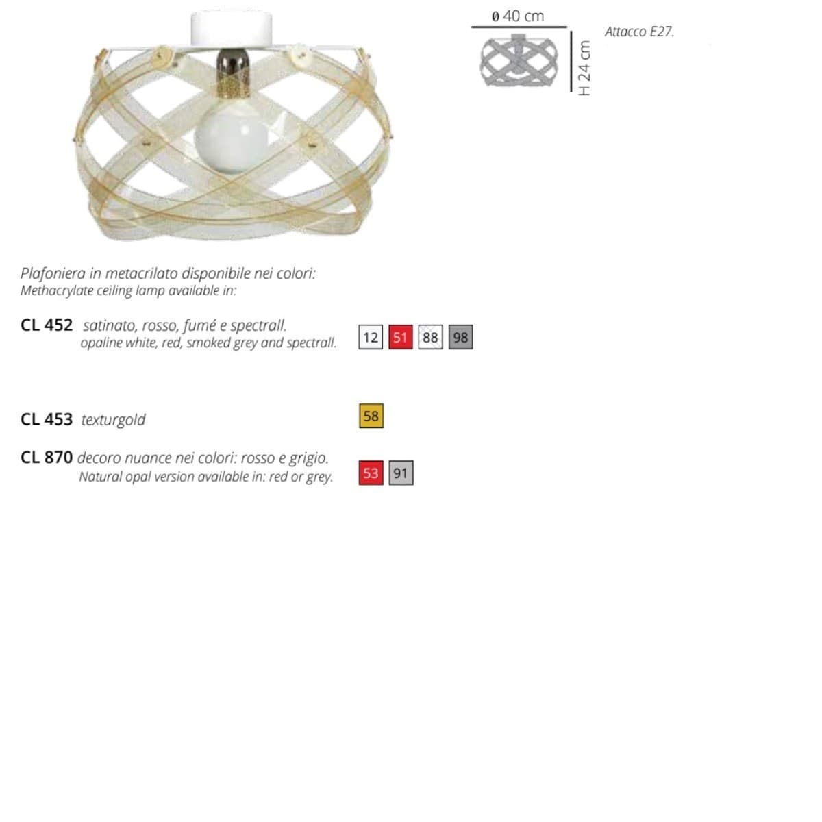 Plafoniera moderna EMPORIUM NUCLEA E27 LED 40CM metacrilato lampada soffitto - 13
