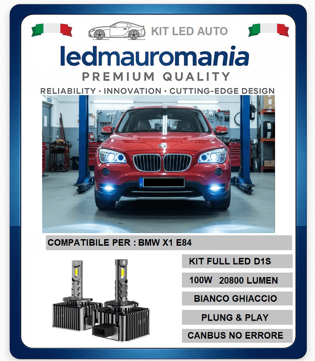 KIT Conversione LED D1S 100W 6000K per BMW X1 Serie E84 Aggiornamento da Bi-Xenon a LED CANBUS Zero Errori e Massima Luminosità - 3