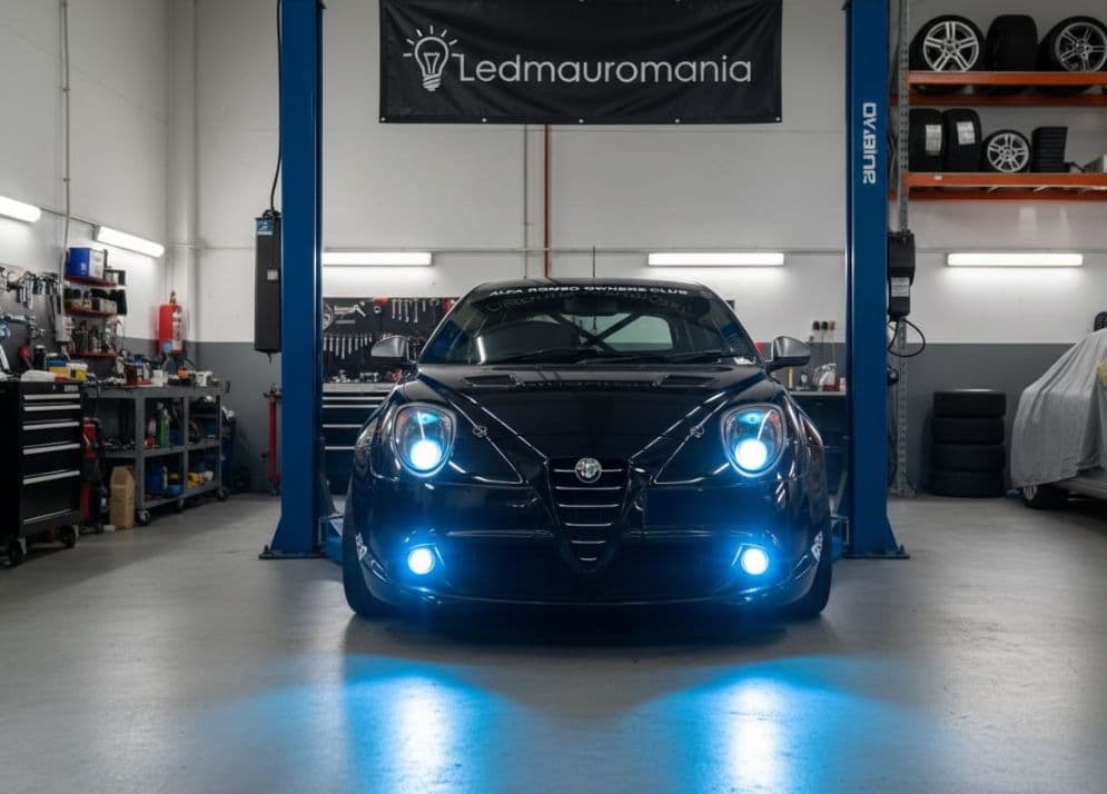 LUCI DRL AZZURRE Lampade Luci Diurne T20/5W 7443 12V per ALFA ROMEO MITO Look Ibrido e D'Impatto Plug &amp; Play - 2