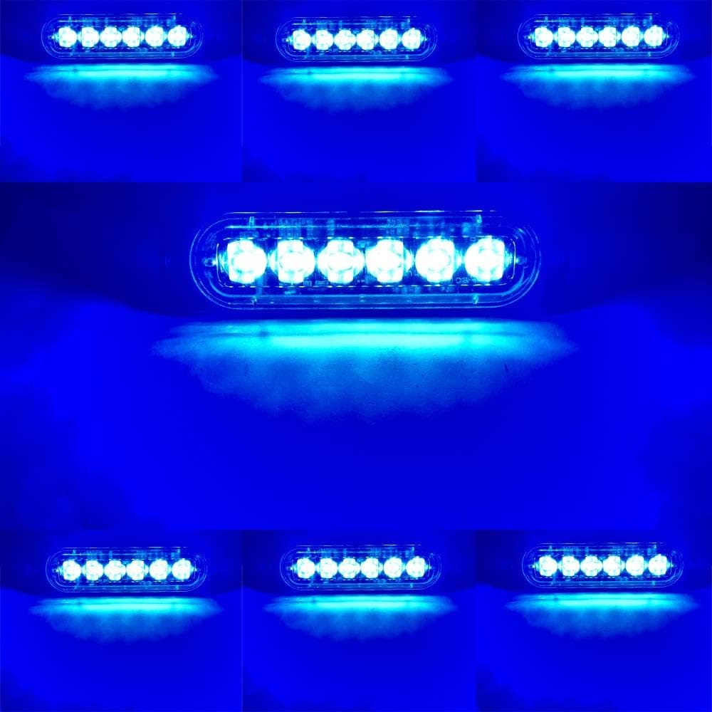 4 Lampeggianti 6 Led 18W BLU Strobo Flash Ambulanza Polizia Autoblu Vigili Automedica Tuning Soccorso - 4