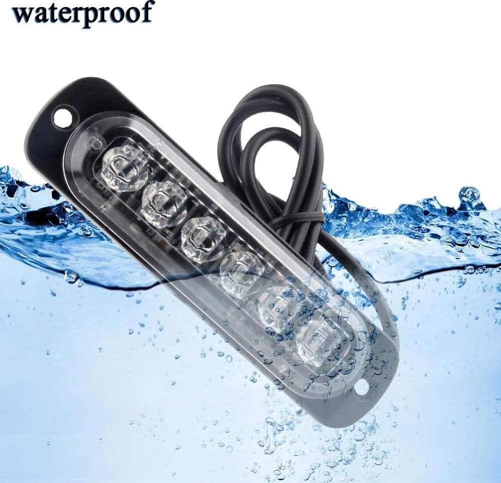 4 Lampeggianti 6 Led 18W BLU Strobo Flash Ambulanza Polizia Autoblu Vigili Automedica Tuning Soccorso - 5