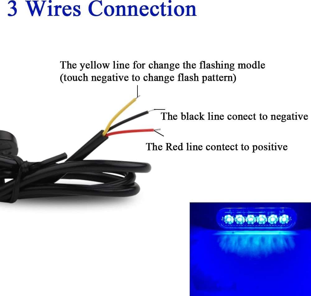 4 Lampeggianti 6 Led 18W BLU Strobo Flash Ambulanza Polizia Autoblu Vigili Automedica Tuning Soccorso - 6