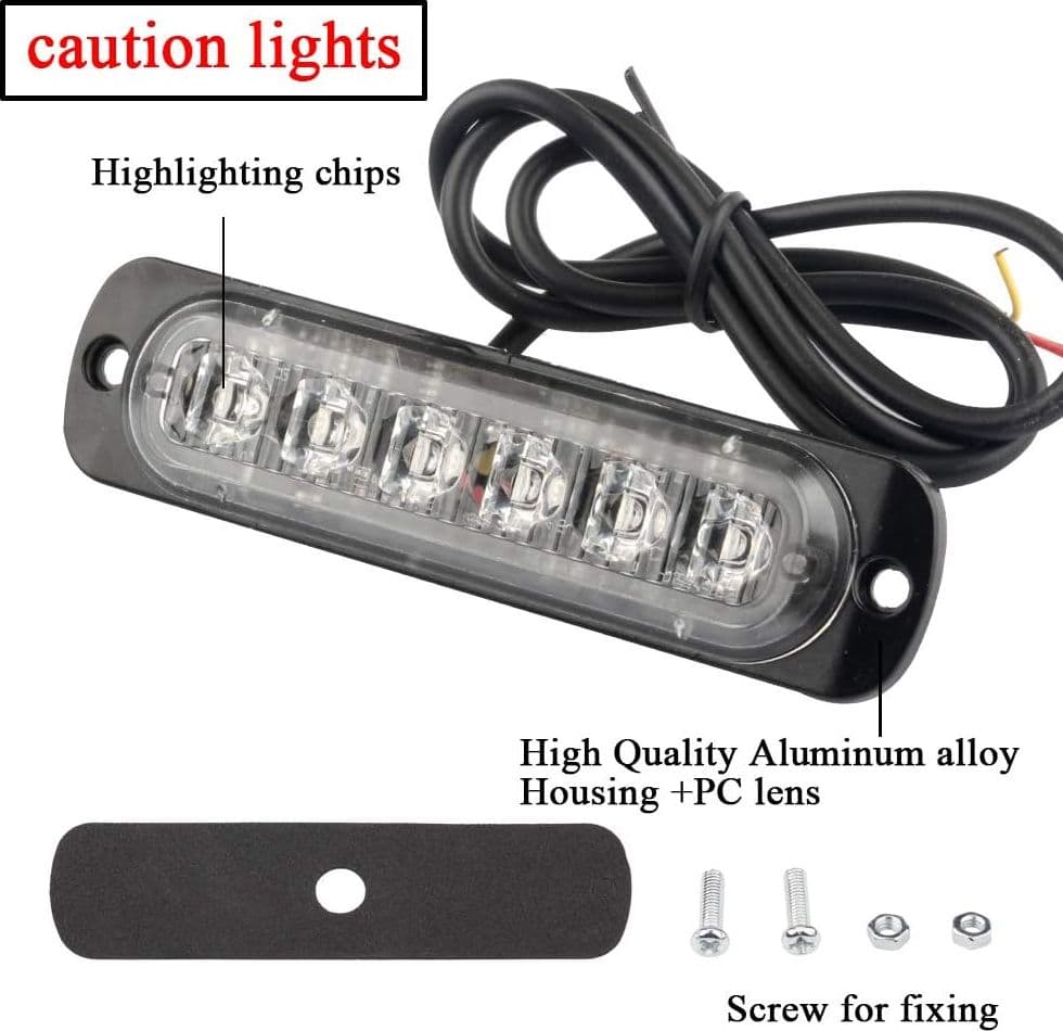 4 Lampeggianti 6 Led 18W BLU Strobo Flash Ambulanza Polizia Autoblu Vigili Automedica Tuning Soccorso - 7