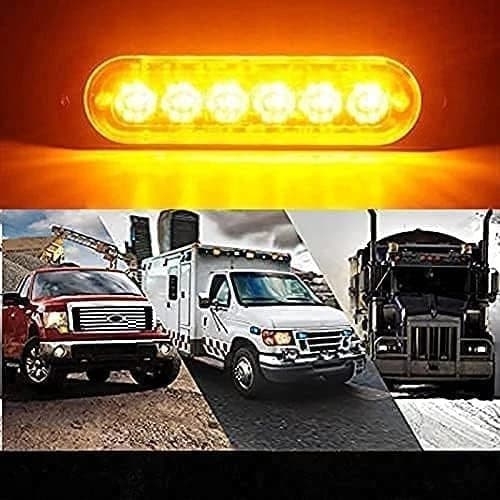 KIT 4 Fari LED Stroboscopici AMBRA 12V-24V  Alta Visibilità Segnalazione Emergenza, Soccorso, Trattori e Fuoristrada - 4