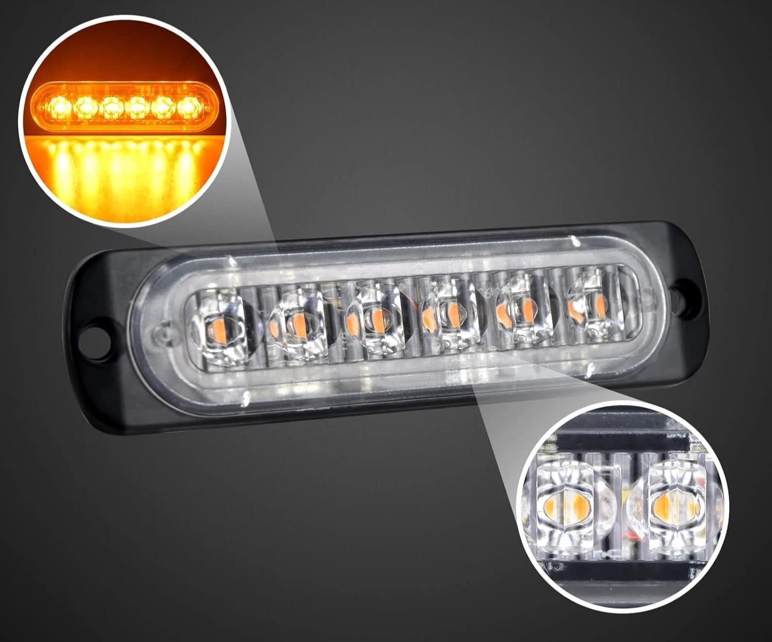 KIT 4 Fari LED Stroboscopici AMBRA 12V-24V  Alta Visibilità Segnalazione Emergenza, Soccorso, Trattori e Fuoristrada - 5
