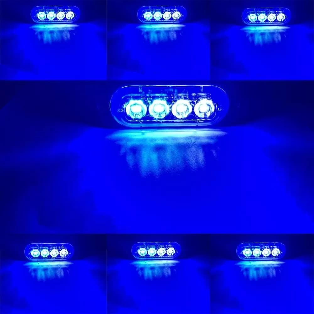 Set 4x Luci BLU Flash Intermittente LED Stroboscopici per Griglia Paraurti Auto Tuning Soccorso Emergenza Ambulanza Vigili Polizia - 3