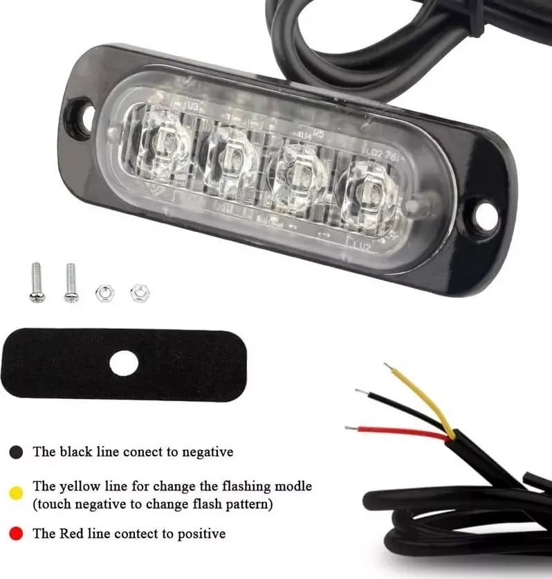 4 Pezzi Lampeggianti LED Giallo 8W Luci di Soccorso Cantiere e Veicoli Agricoli Effetto Strobe Tuning - 2