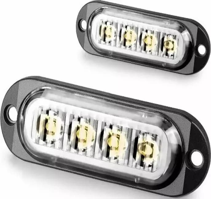 4 Pezzi Lampeggianti LED Giallo 8W Luci di Soccorso Cantiere e Veicoli Agricoli Effetto Strobe Tuning - 4