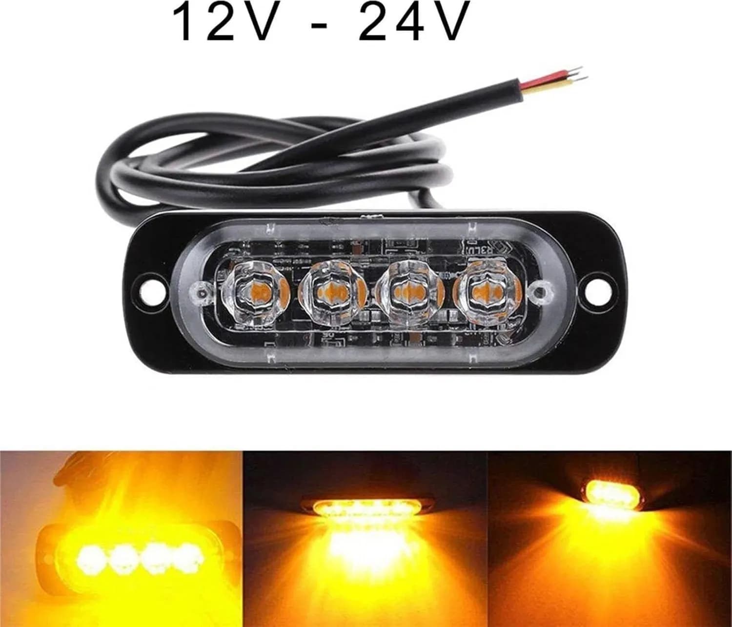 4 Pezzi Lampeggianti LED Giallo 8W Luci di Soccorso Cantiere e Veicoli Agricoli Effetto Strobe Tuning - 6