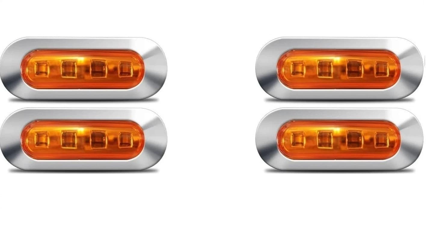 KIT 4x Fanalini LED Giallo/Ambra 12V Oblò IP67 Impermeabili Luce di Cortesia, Barca, Gommone, Camion Tuning, Auto e SUV 4 SMD - 8