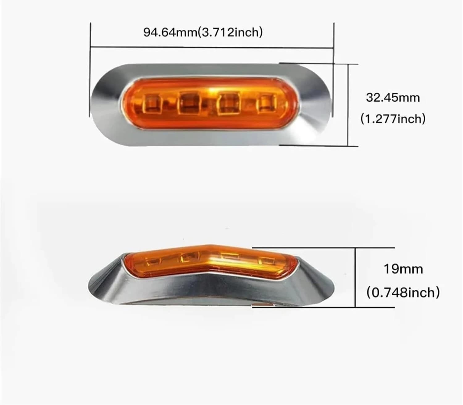 KIT 4x Fanalini LED Giallo/Ambra 12V Oblò IP67 Impermeabili Luce di Cortesia, Barca, Gommone, Camion Tuning, Auto e SUV 4 SMD - 2
