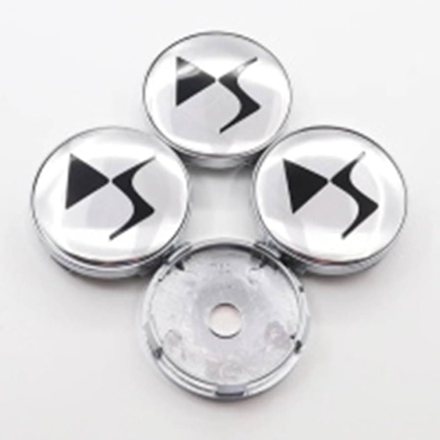Set 4 Coprimozzi DS Automobiles Grigio Argento 60mm Borchie Centrali Tappi Ricambio Cerchi in Lega - 3