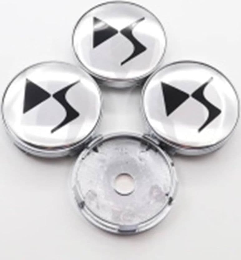 Set 4 Coprimozzi DS Automobiles Grigio Argento 60mm Borchie Centrali Tappi Ricambio Cerchi in Lega - 2
