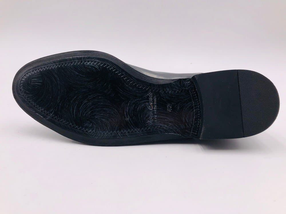 Fontana scarpe classiche uomo nere modello francesina con fondo in cuoio e tomaia bimateriale - 3