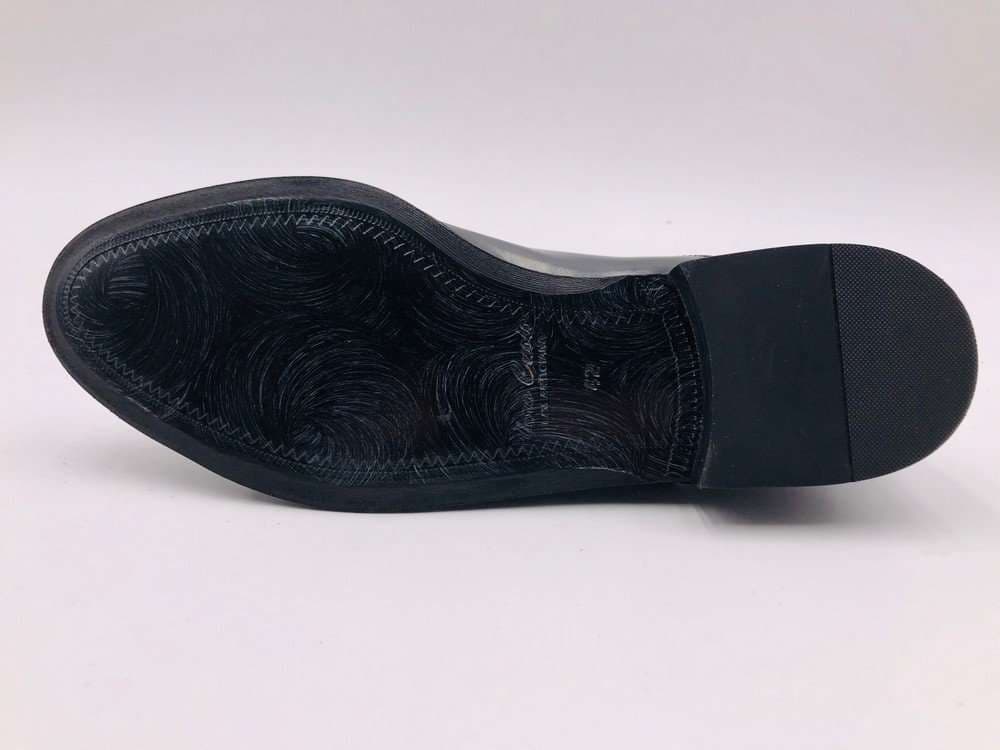 Fontana scarpe classiche uomo nere modello francesina con fondo in cuoio e tomaia bimateriale - 3