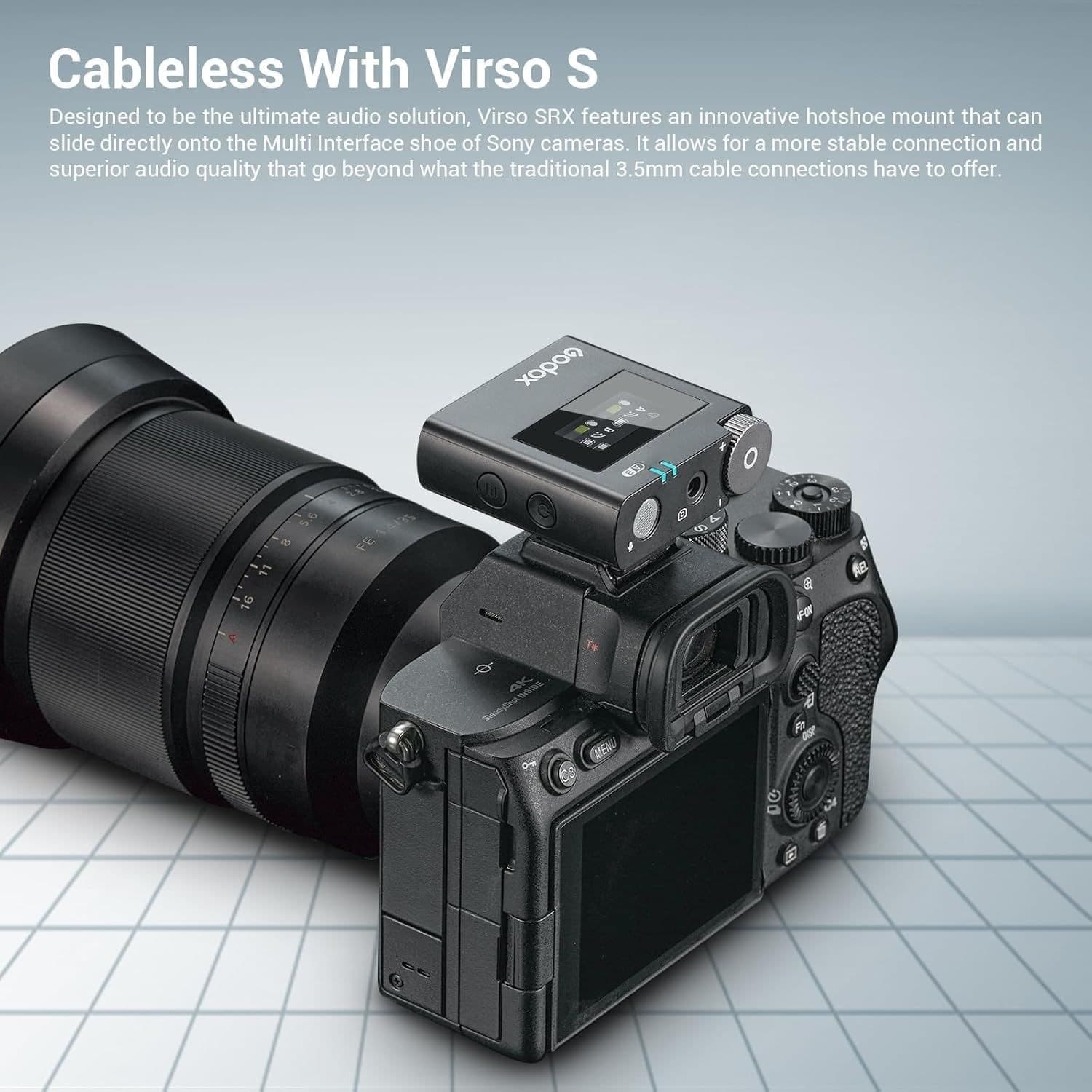 Godox Virso S M2 2,4 GHz Sistema microfonico wireless per fotocamera Sony,Portata 200 m,registrazione interna - 8