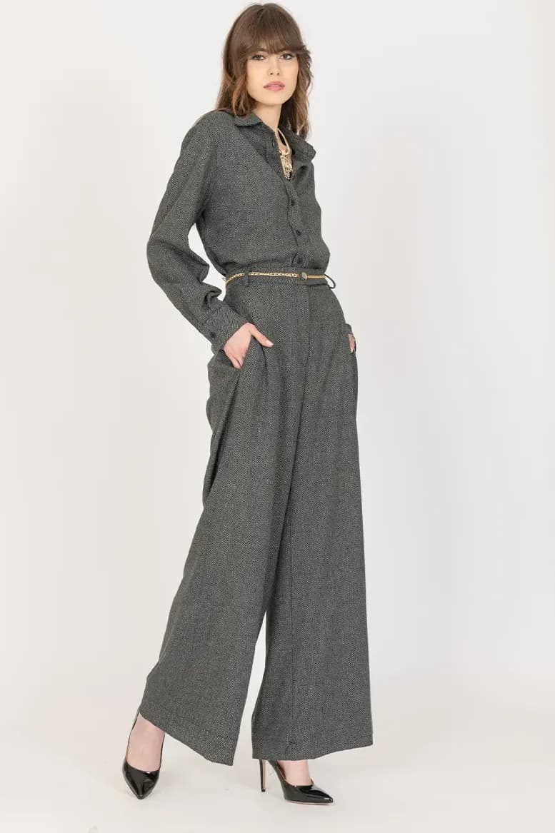 NO-NA' | Pantalone spinato con cintura gioiello - 2