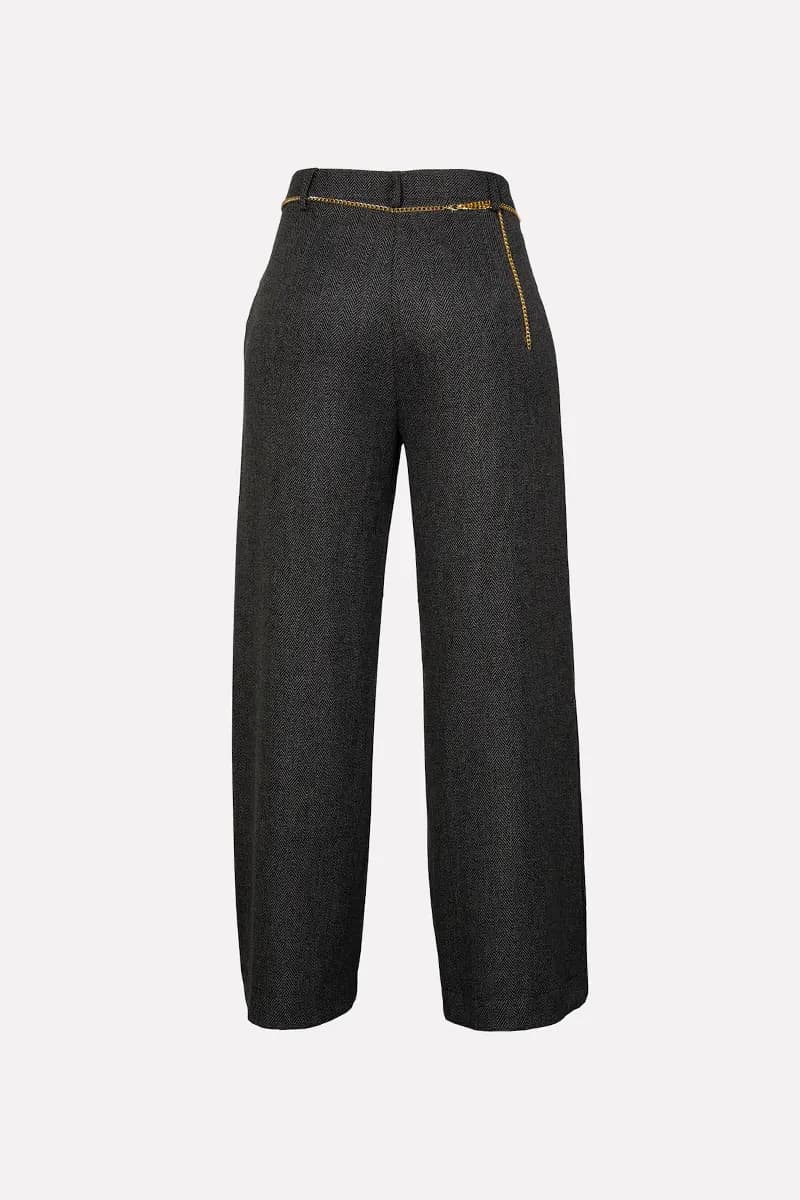 NO-NA' | Pantalone spinato con cintura gioiello - 5