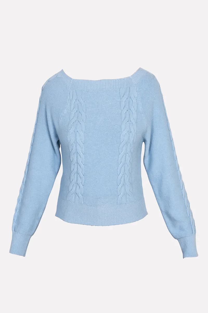 NO-NA' | Maglia scollo quadro con treccia - 4