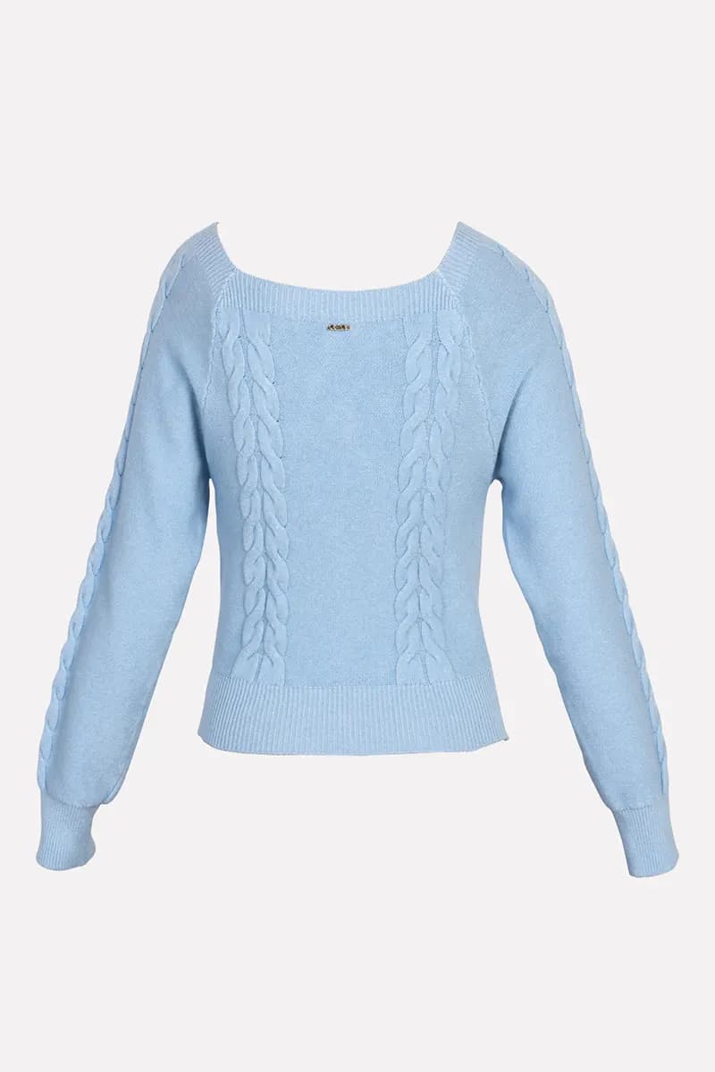 NO-NA' | Maglia scollo quadro con treccia - 2