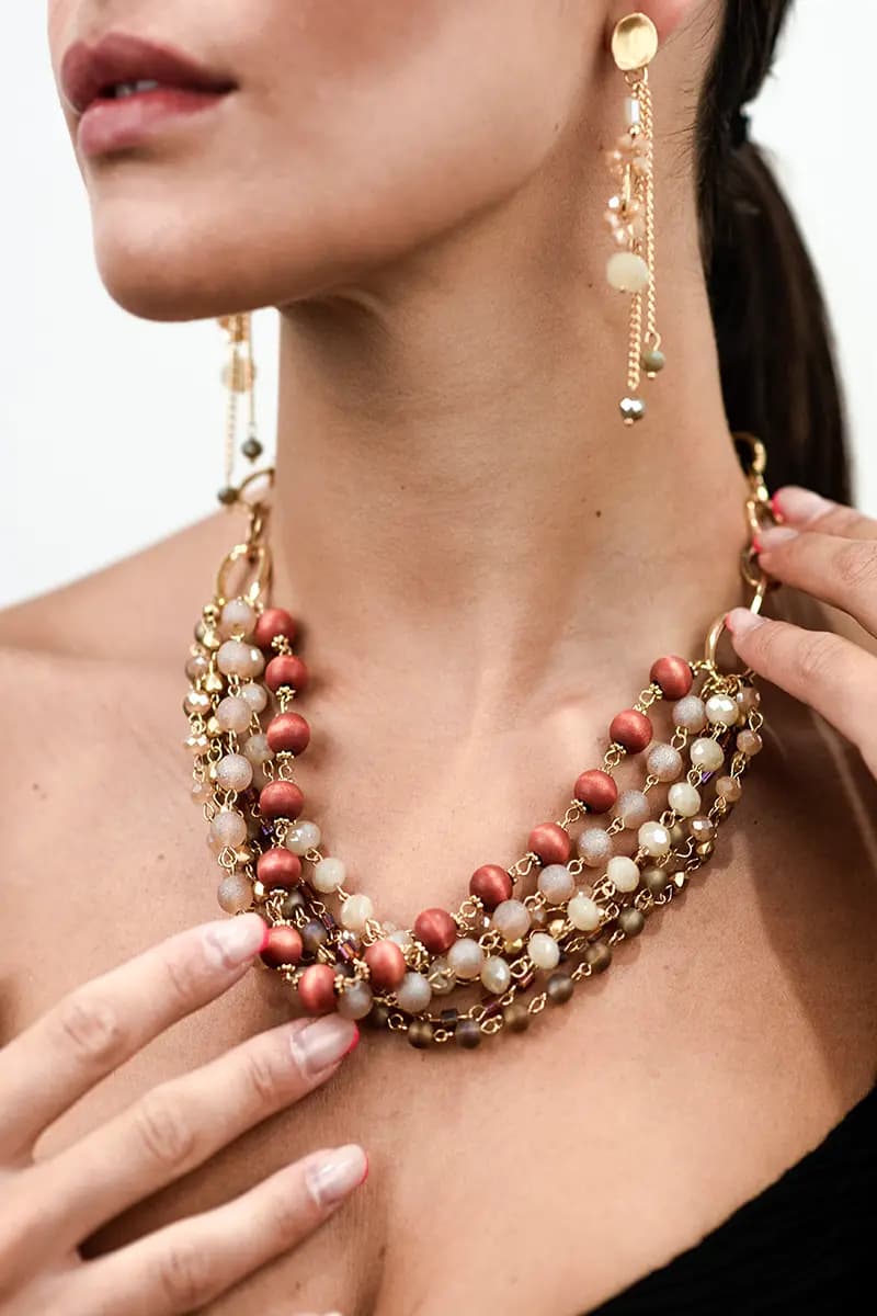 MYA ACCESSORIES | Collana corta multilinee con pietre - 3