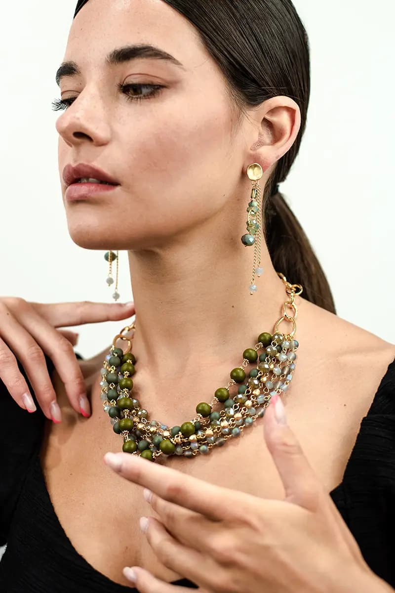MYA ACCESSORIES | Collana corta multilinee con pietre - 3