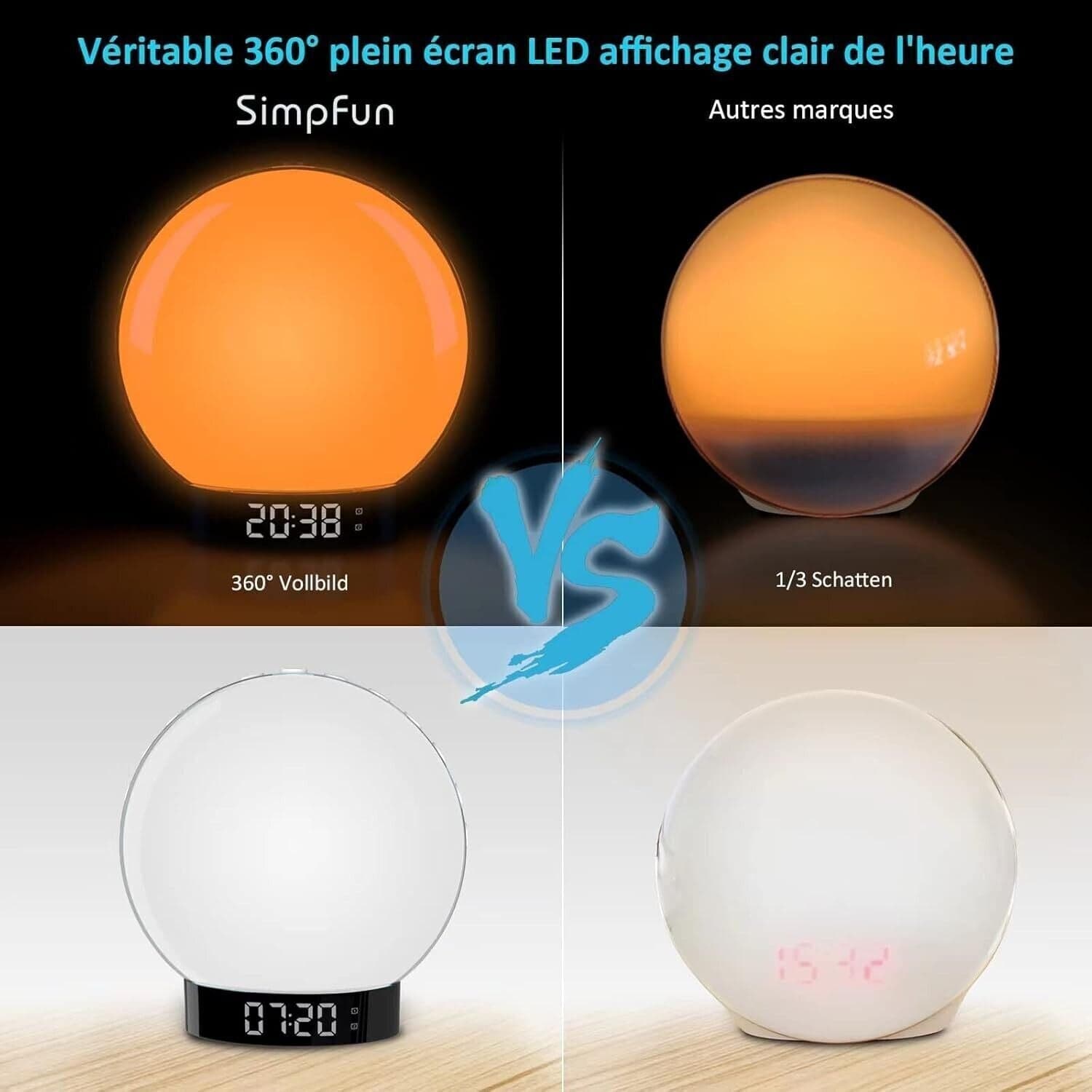 Wake up Light Luce Sveglia snooze alba da Comodino Altoparlante bluetooth FM - 6