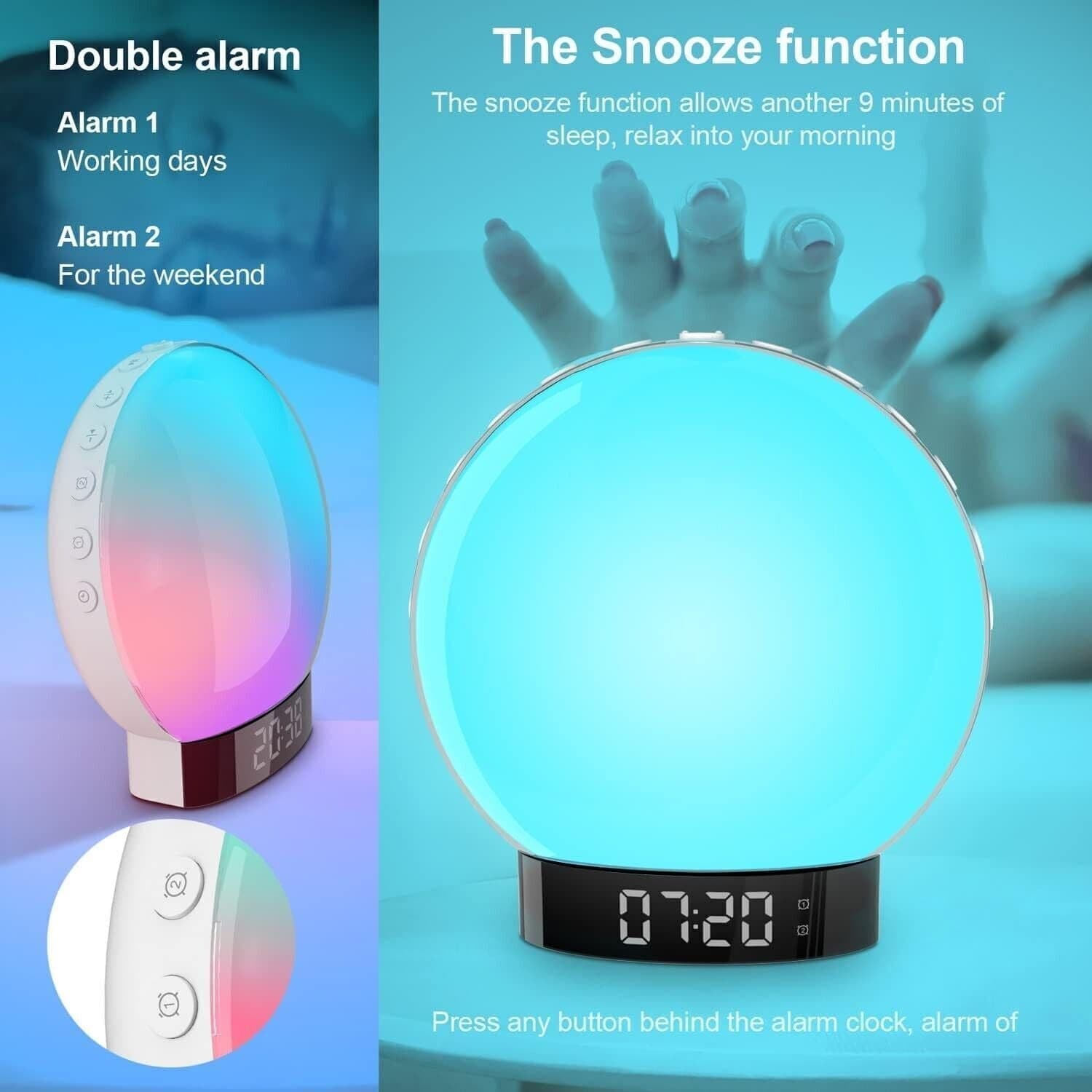Wake up Light Luce Sveglia snooze alba da Comodino Altoparlante bluetooth FM - 7