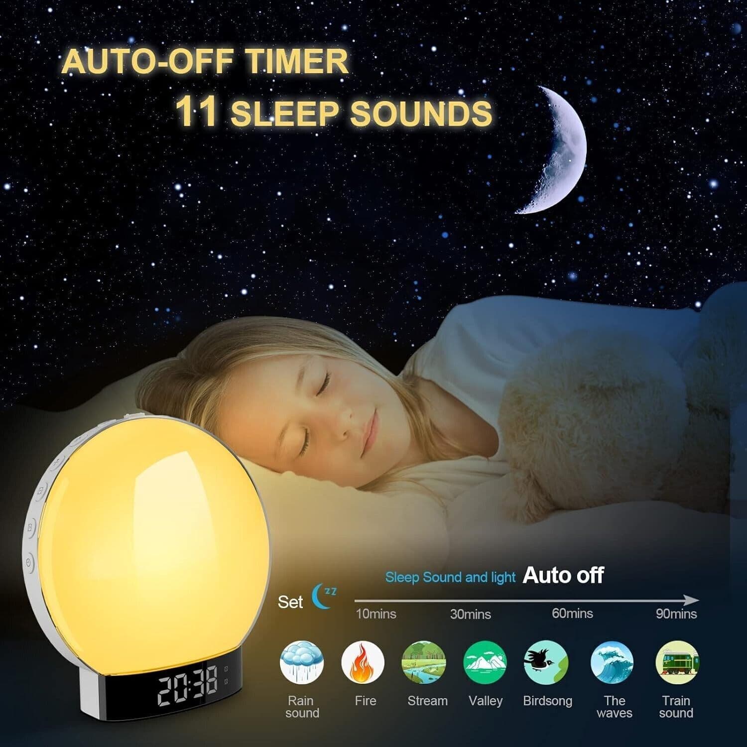 Wake up Light Luce Sveglia snooze alba da Comodino Altoparlante bluetooth FM - 8