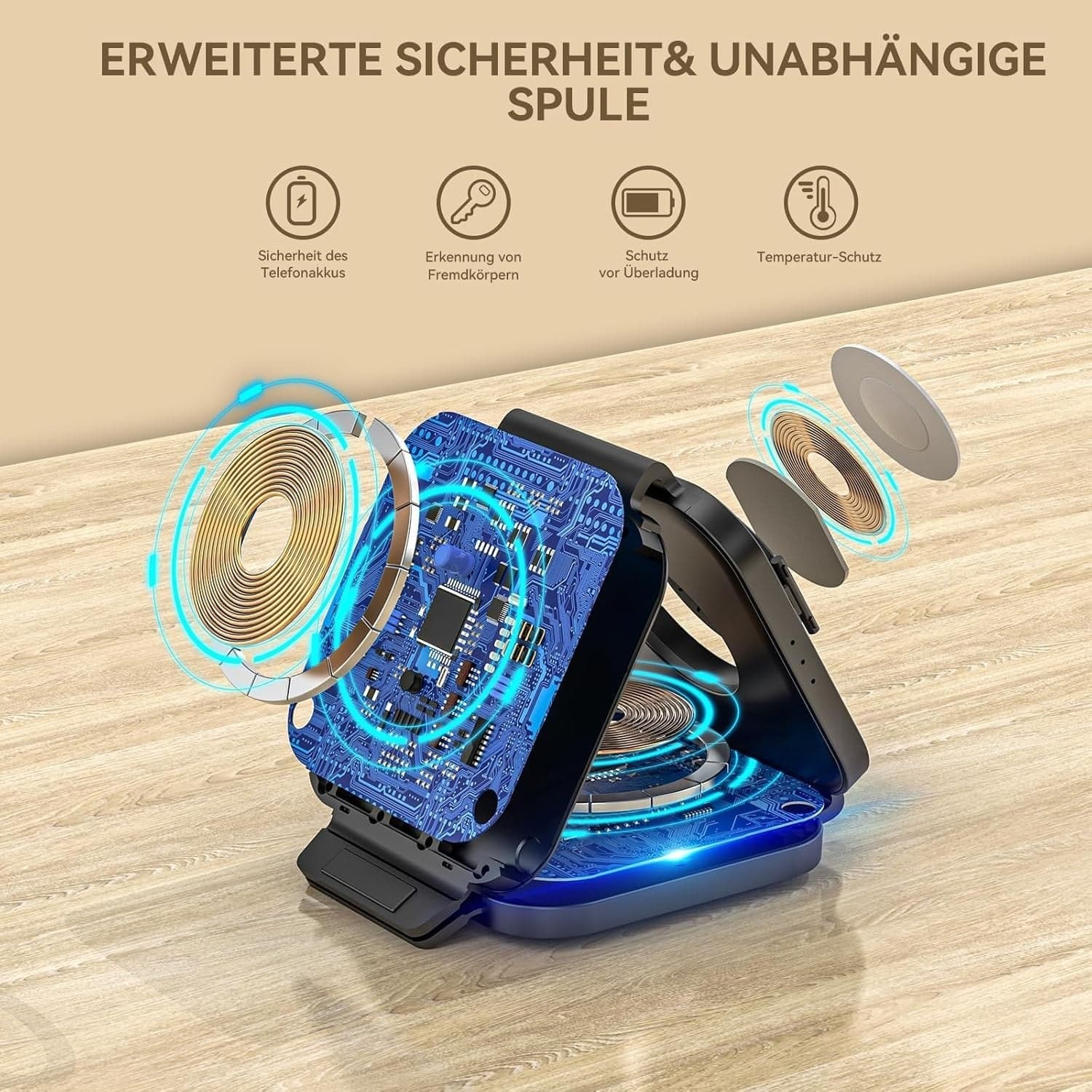 Caricabatterie wireless pieghevole 3 in 1 wireless magnetico per prodotti Apple - 7