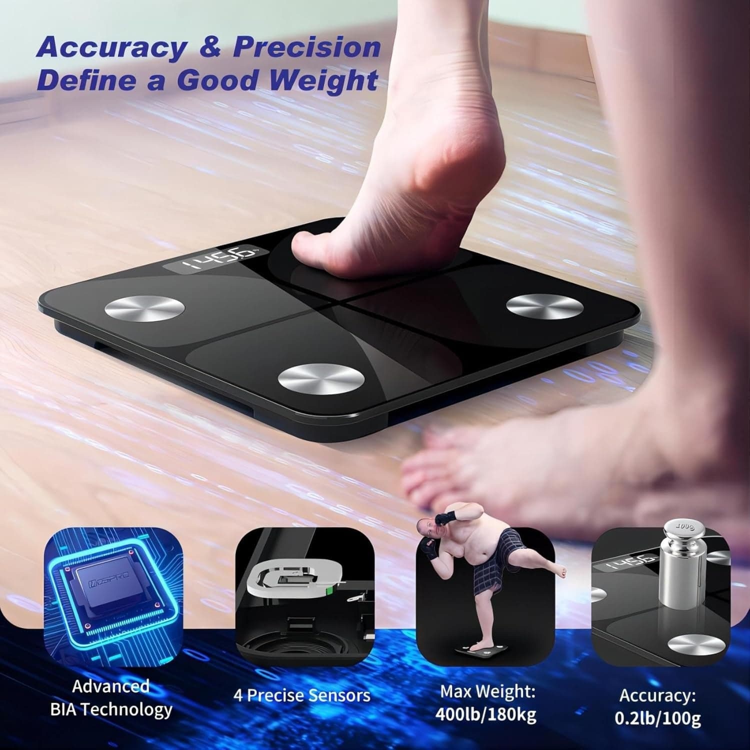 Bilance corporee Bluetooth per grasso corporeo BMI peso acqua e massa muscolare - 7