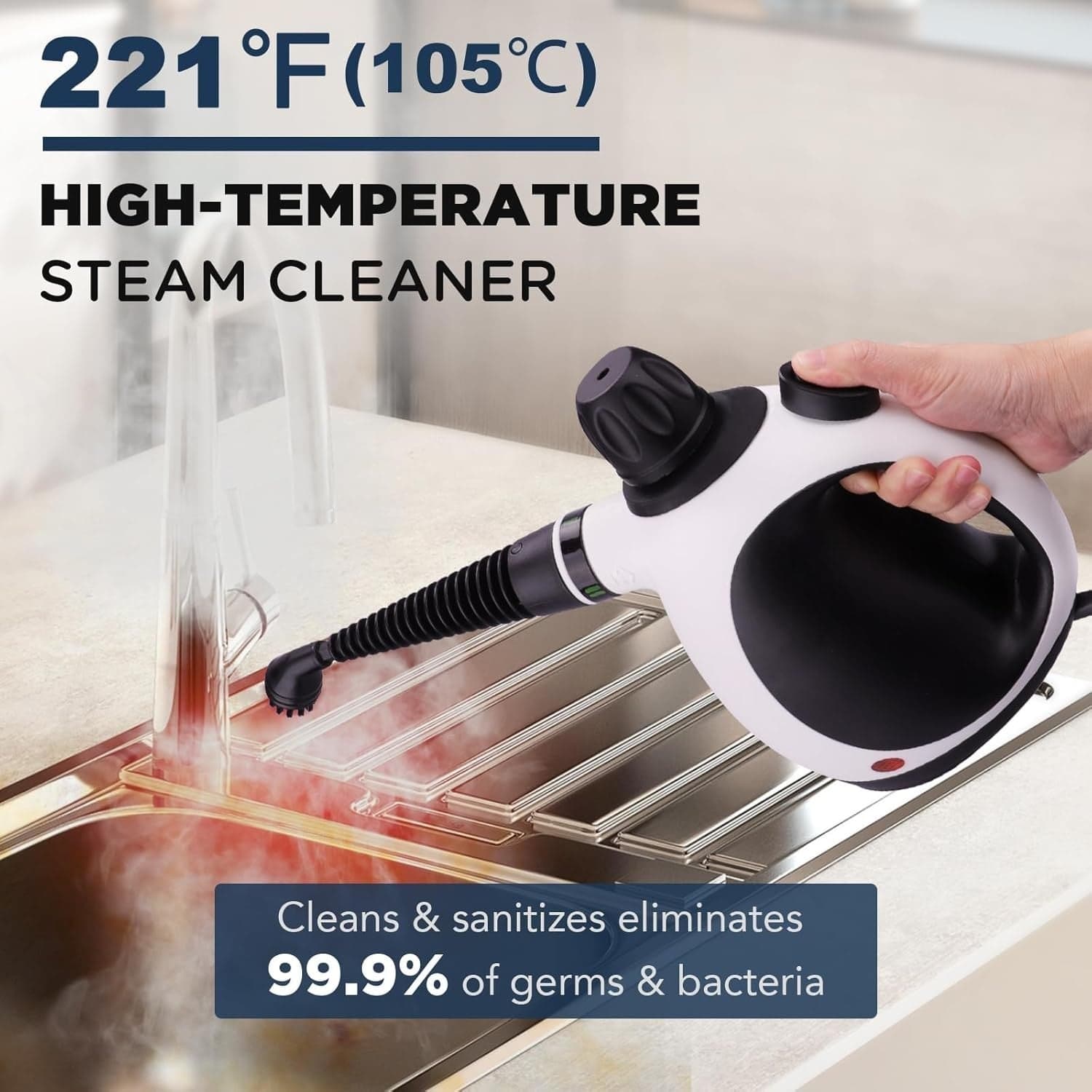 Pulitore a vapore portatile vaporizzatori per la pulizia della casa 10 accessori - 2
