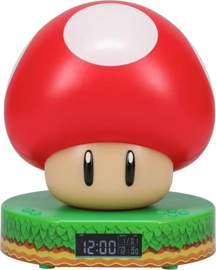 Sveglia digitale a forma di fungo di Super Mario per bambini con suoni Power Up