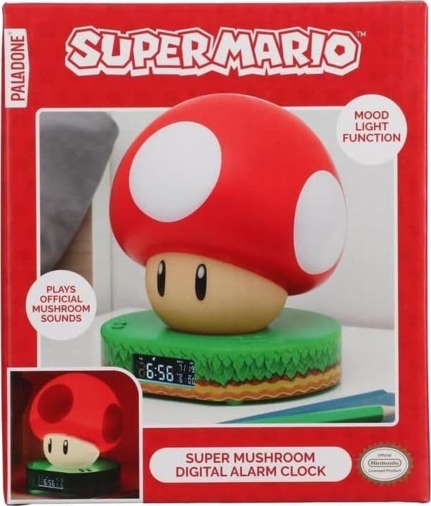 Sveglia digitale a forma di fungo di Super Mario per bambini con suoni Power Up - 2