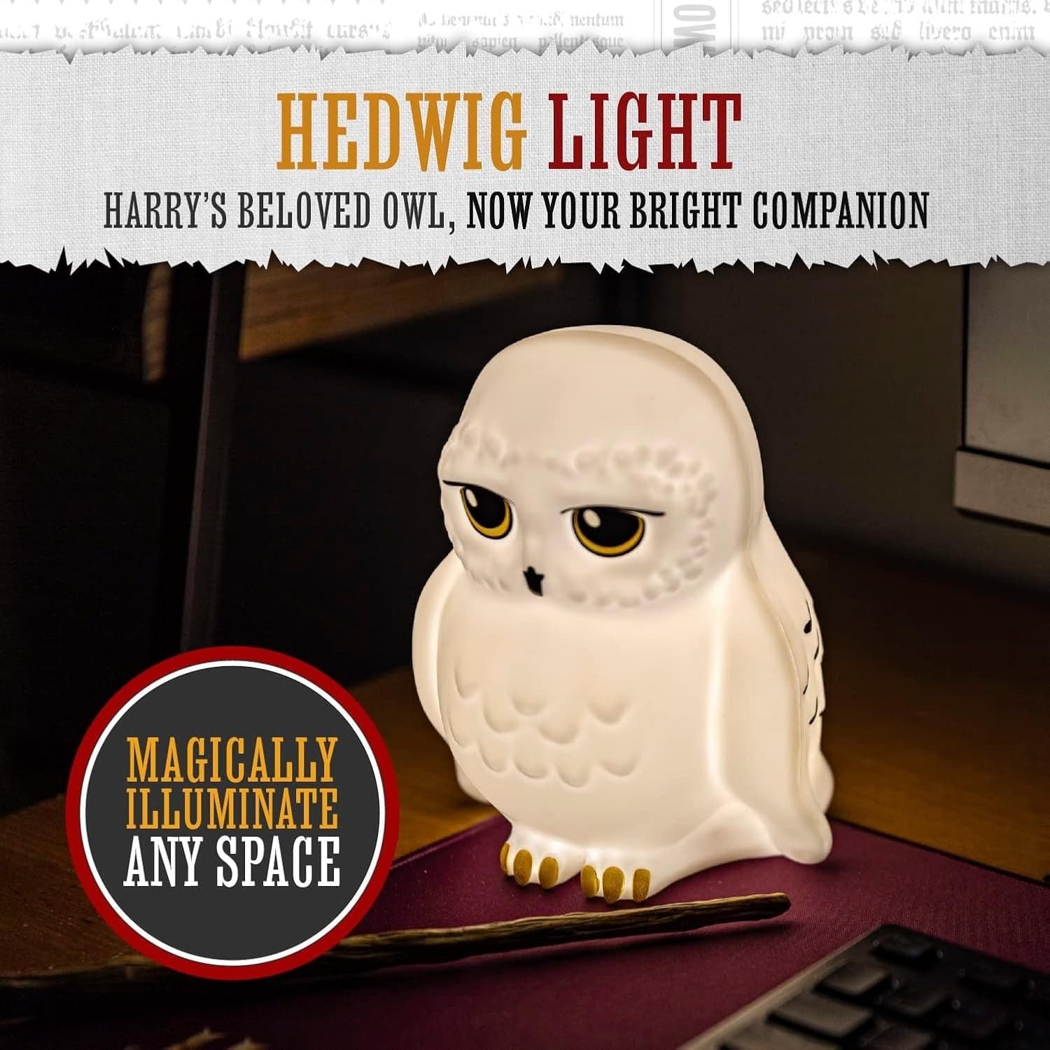 Lampada da notte portatile ufficiale di Harry Potter, Hedwig, regalo per bambini - 5