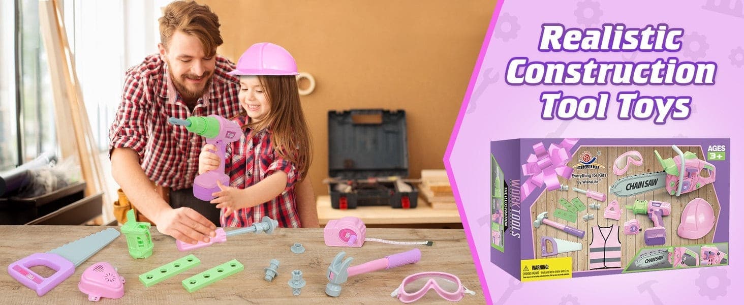 Set di attrezzi per bambini attrezzi giocattolo per giochi di finzione utensili - 8