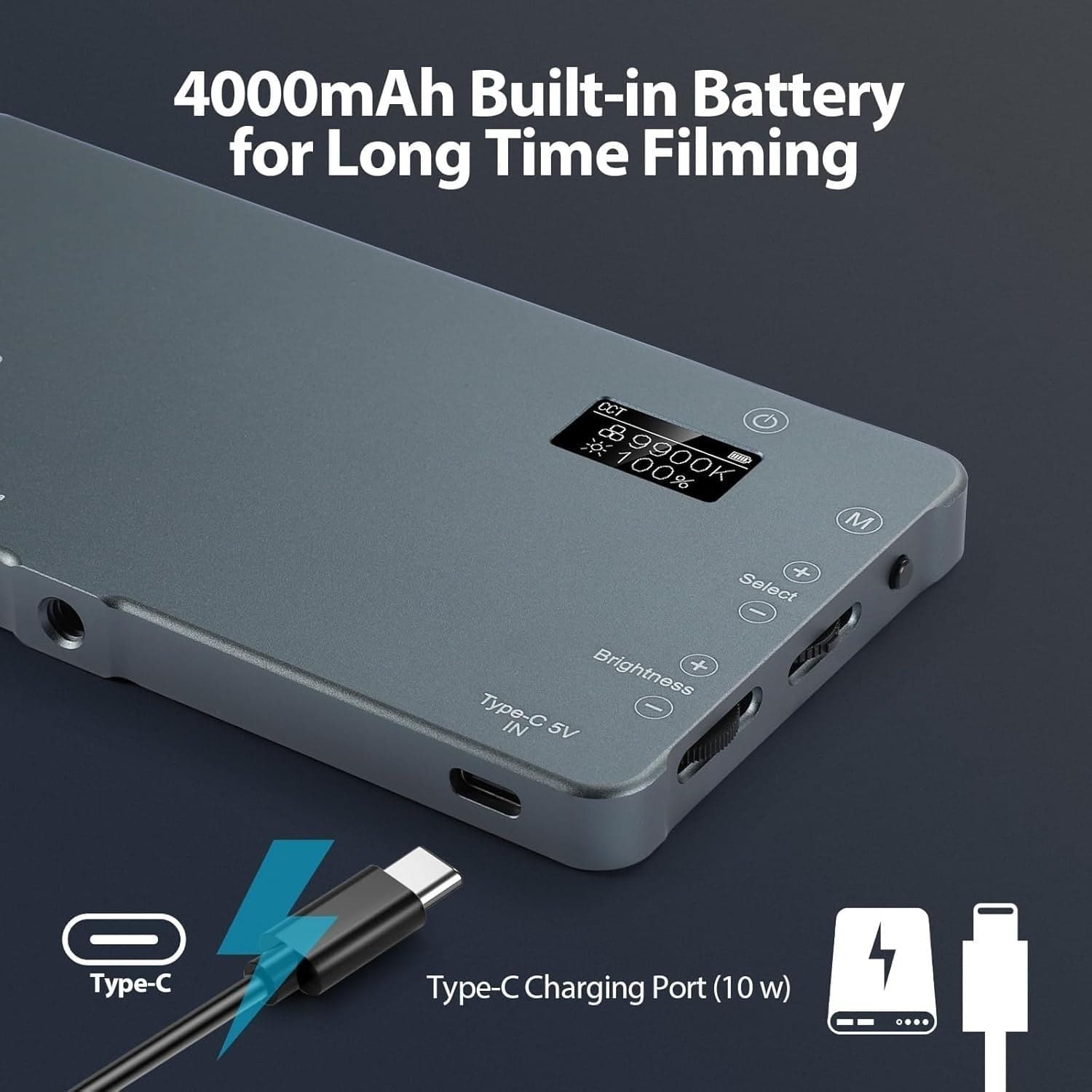LED Video Light  ENEGON 4000 mAh 2500K-9900K bicolore Fotocamere DSLR Profession - 4