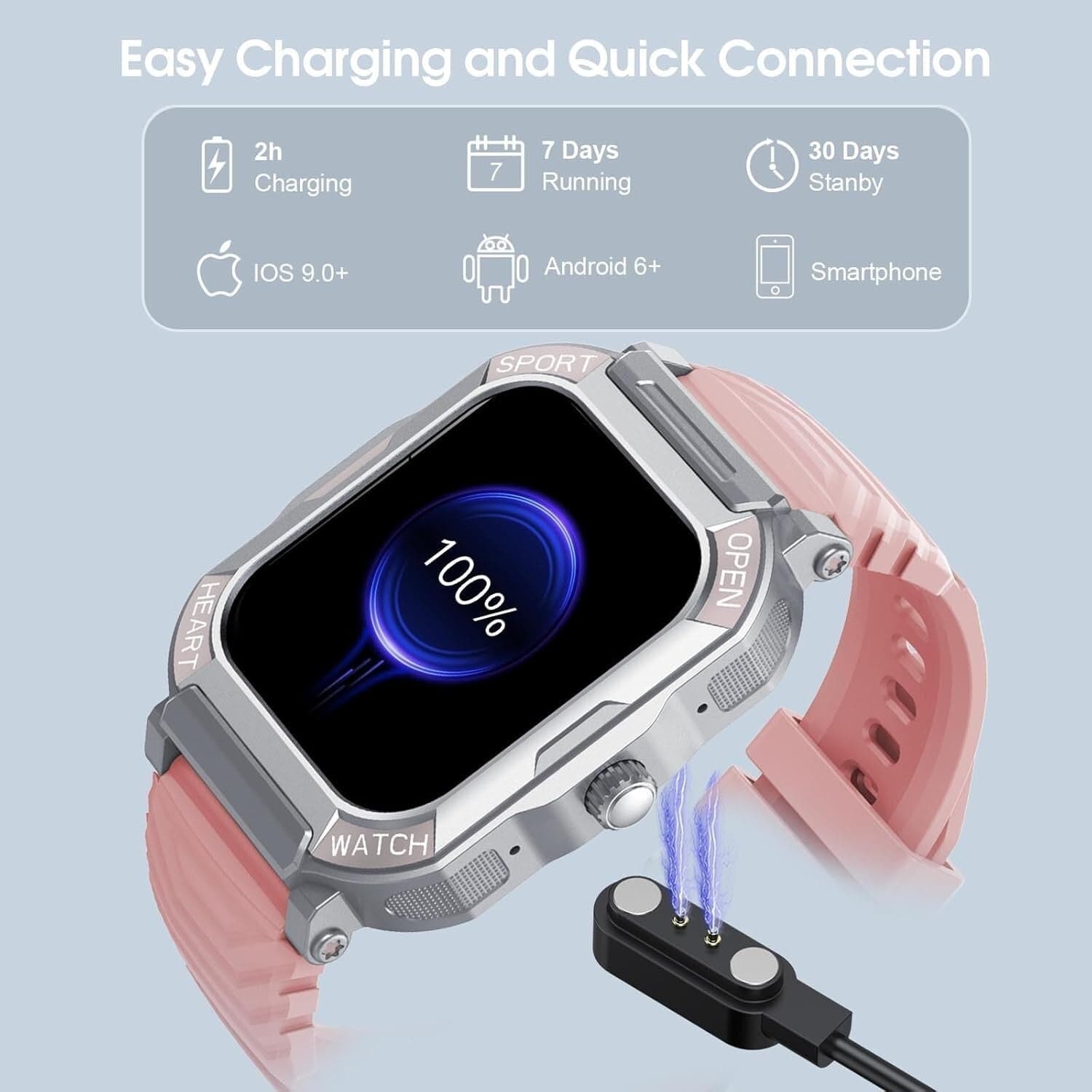 Smartwatch Rosa Donna Chiamate Bluetooth IP68 Fitness Tracker, 110+ Sportive REM - 2