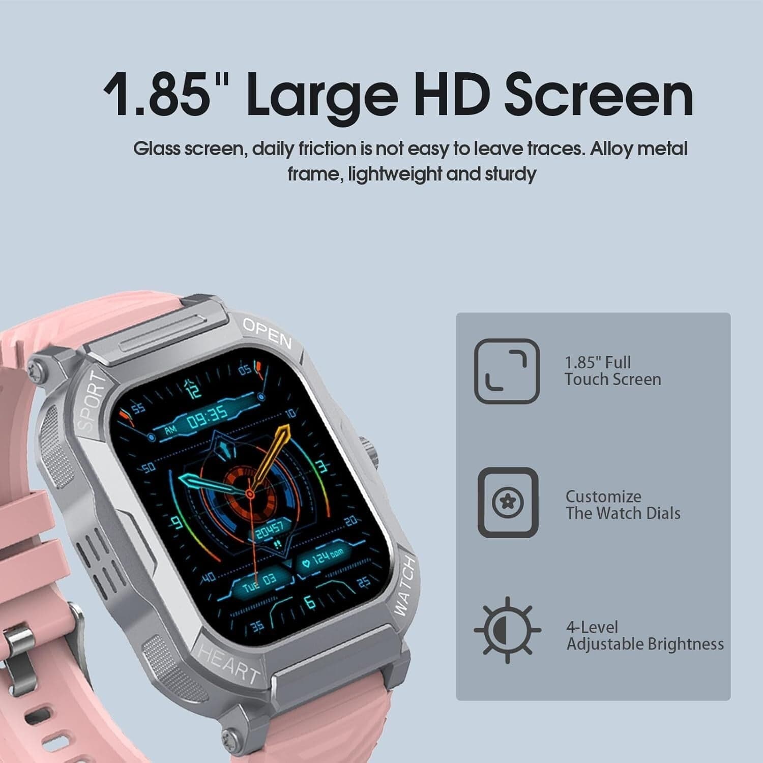 Smartwatch Rosa Donna Chiamate Bluetooth IP68 Fitness Tracker, 110+ Sportive REM - 3