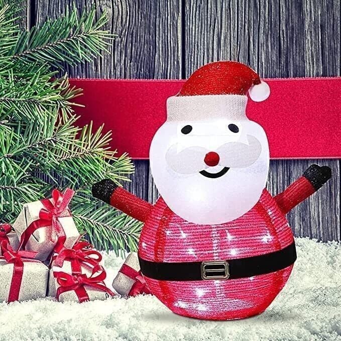 Lampada Pupazzo Di Neve Di Natale Lanterna Pieghevole Da Prato A Led 40 Led Luce - 3