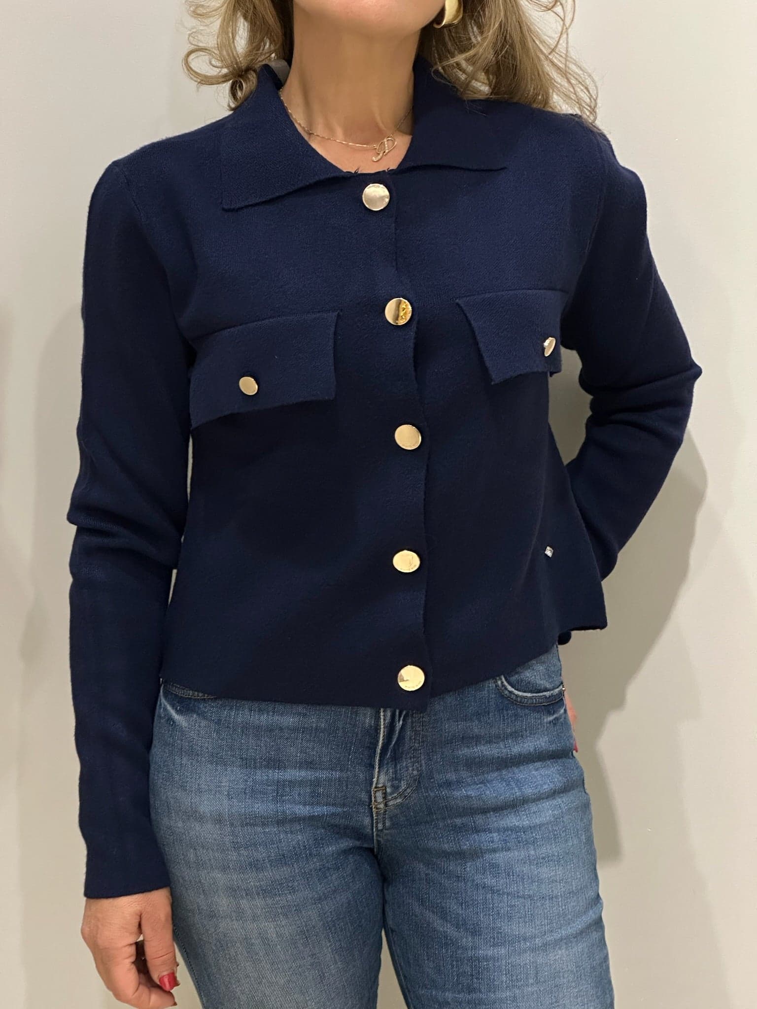 Giacca corta in maglia con tasche - 10
