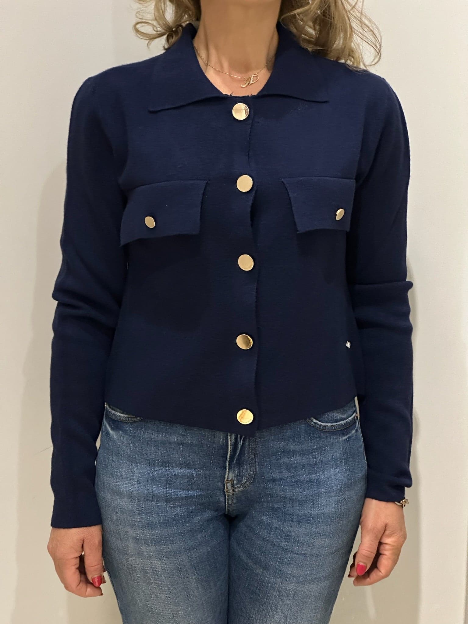 Giacca corta in maglia con tasche - 2