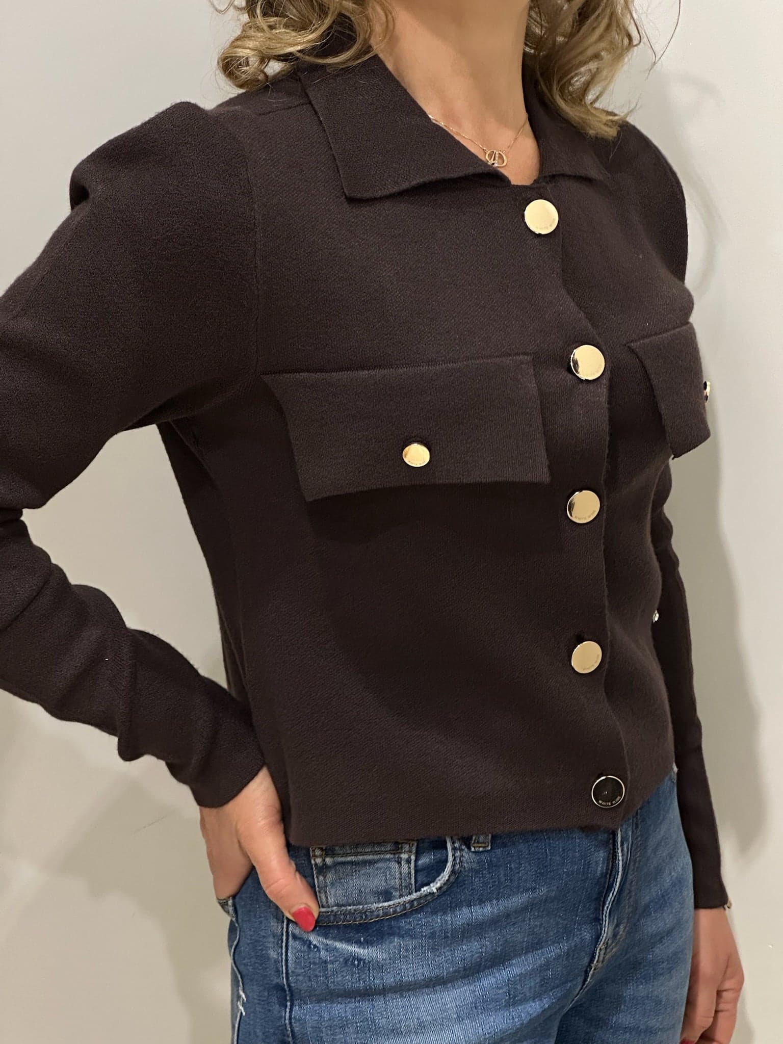 Giacca corta in maglia con tasche - 9