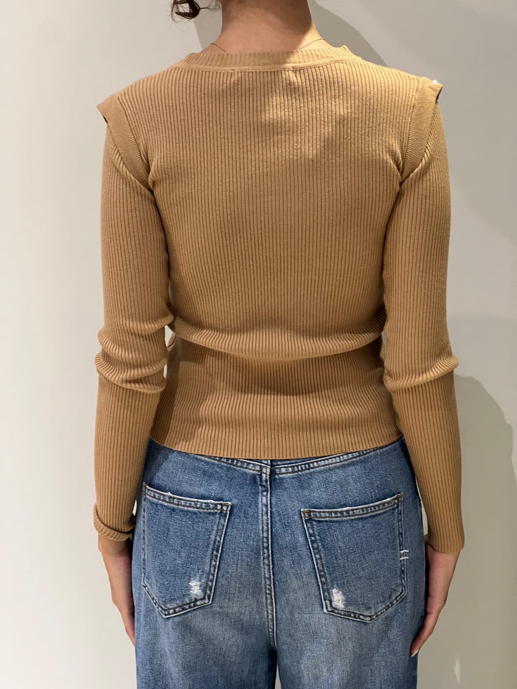 Maglia a costine bottoni oro - 4