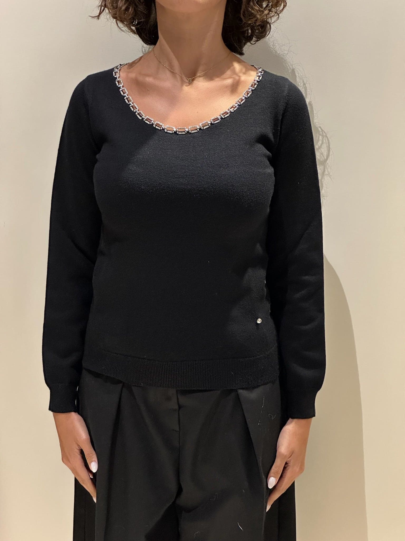 Maglia scollo ampio catena - 3