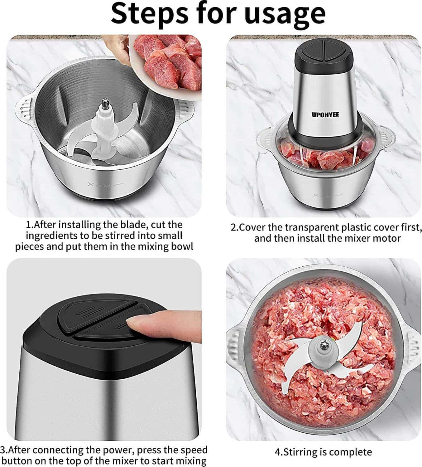 Tritatutto Elettrico Cucina in Acciaio Inox - 5