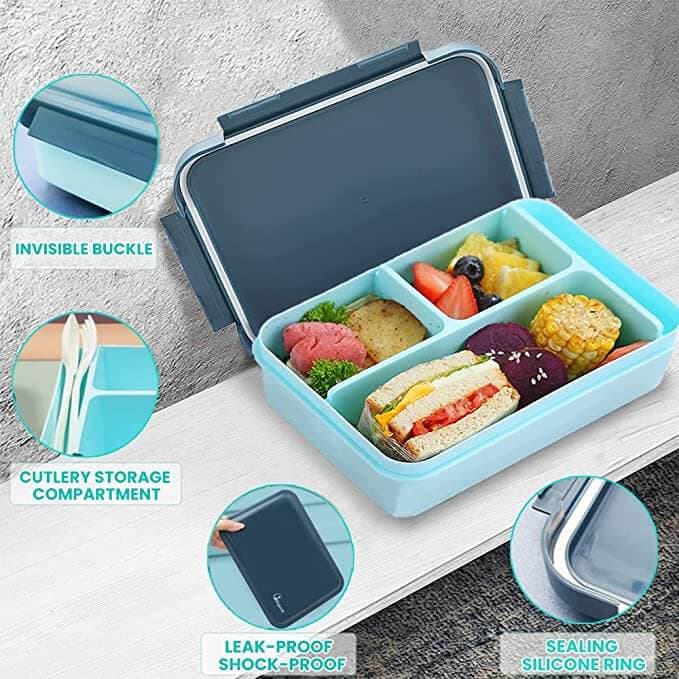 Porta Pranzo Lunch Box con 3 Scomparti e Posate Incluse - 2
