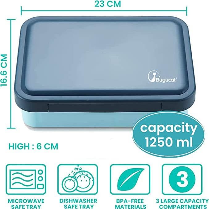 Porta Pranzo Lunch Box con 3 Scomparti e Posate Incluse - 3