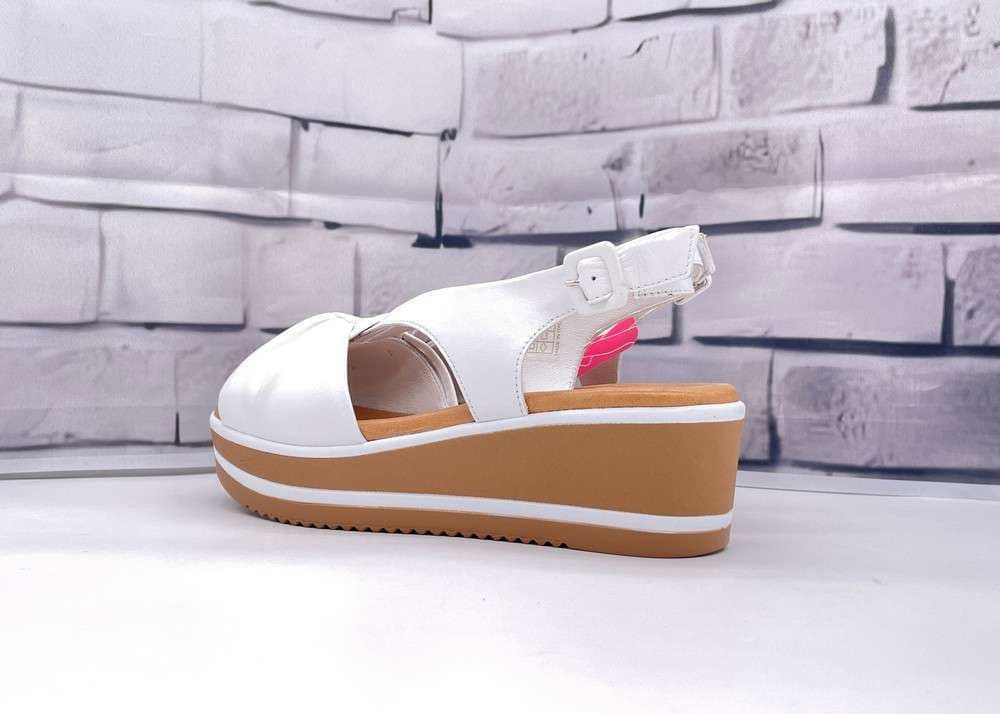 SUSIMODA Sandalo Donna Bianco Con Zeppa - 3